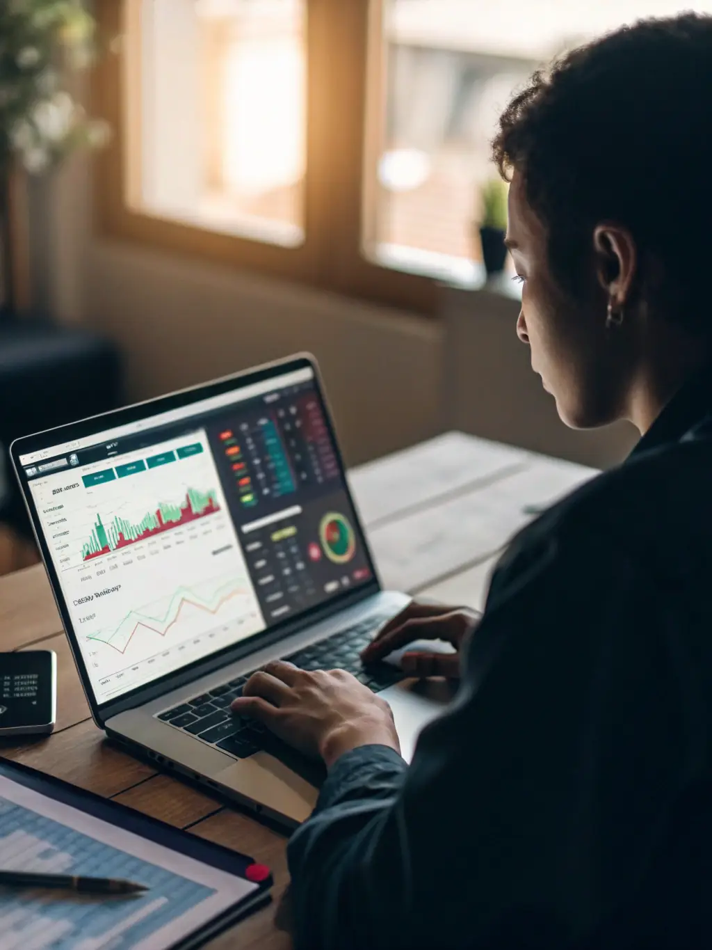 A person successfully managing a project using project management software on a laptop, showcasing improved skills.